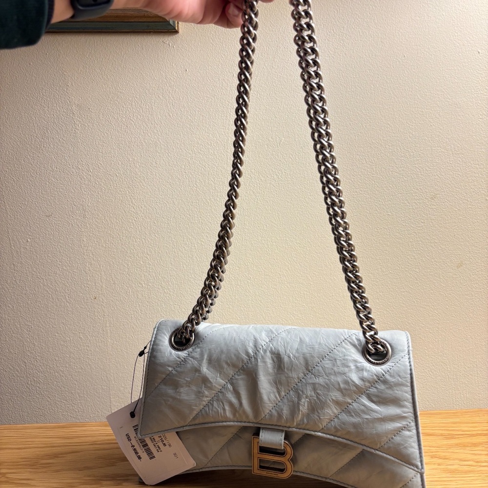 Balenciaga Silver Quilted Shoulder Bag